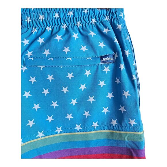 CHUBBIES Men's L Love Rainbow Swim Trunks Shorts Colorful Mesh Lined 4" NWOT - Picture 5 of 6